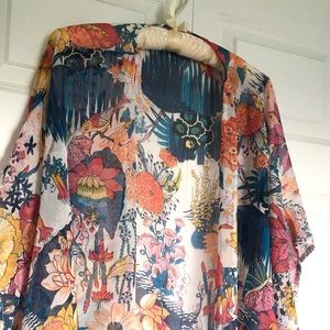 Colorful Tropical Kimono. Like New.